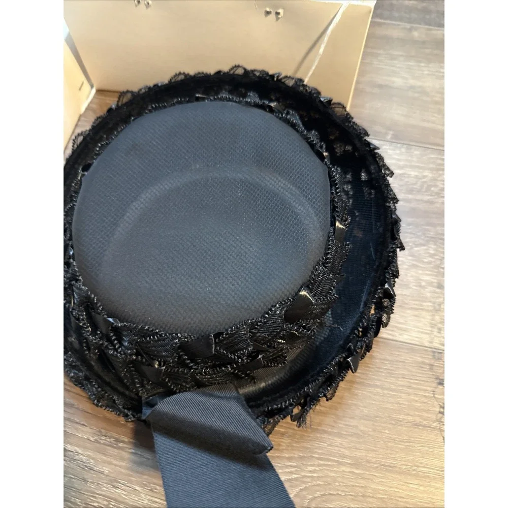 Vintage Women's Black Fascinator Hat With Bows And Butterflies Union Made Denver